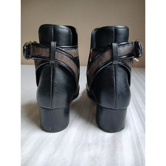 Michael Kors Boots 7.5 M Pebbled Grain Leather Britton Ankle Logo Preppy Classic - Picture 7 of 15